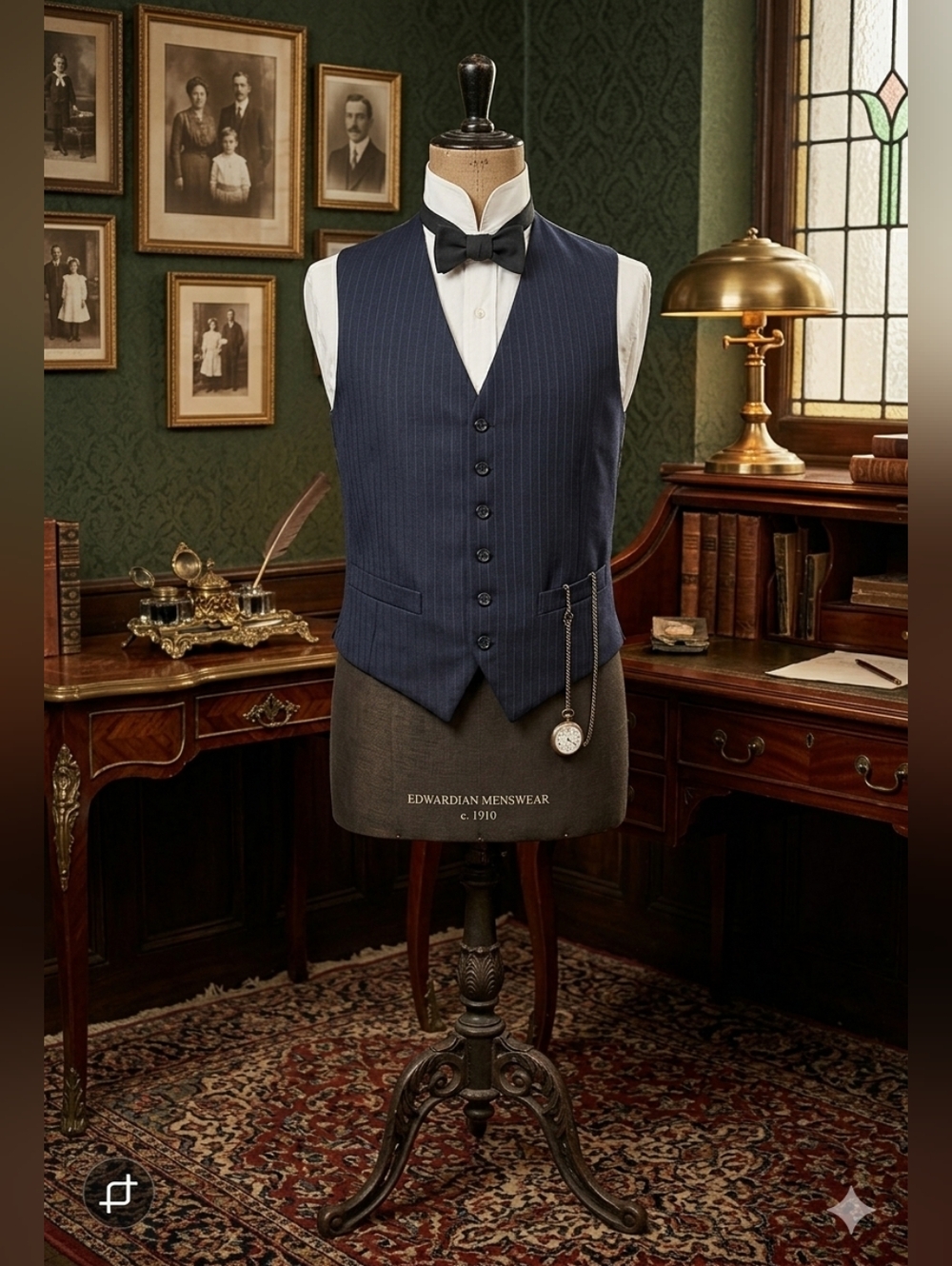 Vintage Wool Pinstripe Cinch-Back Waistcoat Vest - Heritage Workwear Style